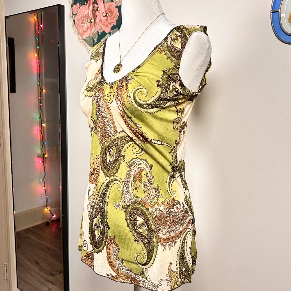 Y2K Green Paisley Tank - Picture 5 of 8